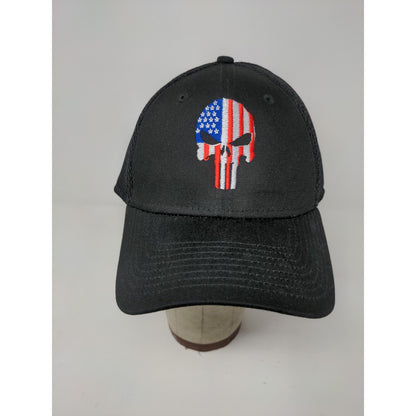 New Era 39Thirty Fitted Hat Size Large X Large Black Embroidered Patriotic Skull