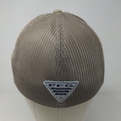 Columbia PFG Men's Fitted Hat Tan Size L/XL Embroidered Fish Flag Logo