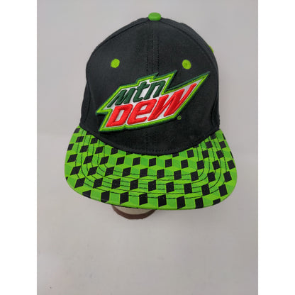 2016 MTN Mountain Dew Dew Snapback Flat Bill Hat Embroidered Logo Black & Green