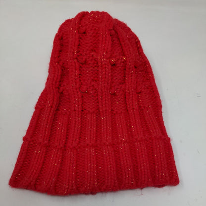 Gettix Men's Knit Beanie Ski Cap Red One Size Cable Knit Pom Pom