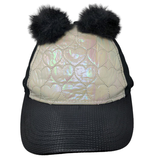 Wonder Nation Girl's Strapback Hat Black Size OS Cute Pom Poms Ears