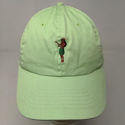 Unbranded Men's Slideback Hat Green Adjustable Embroidered Hula Girl Logo