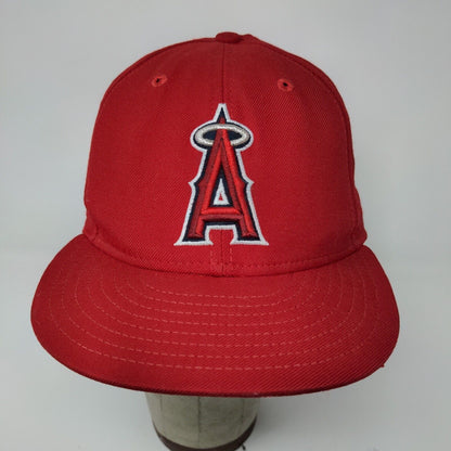 MLB New Era 59Fifty Hat Los Angeles Angels Red Baseball Hat SZ 7 5/8 USA MADE