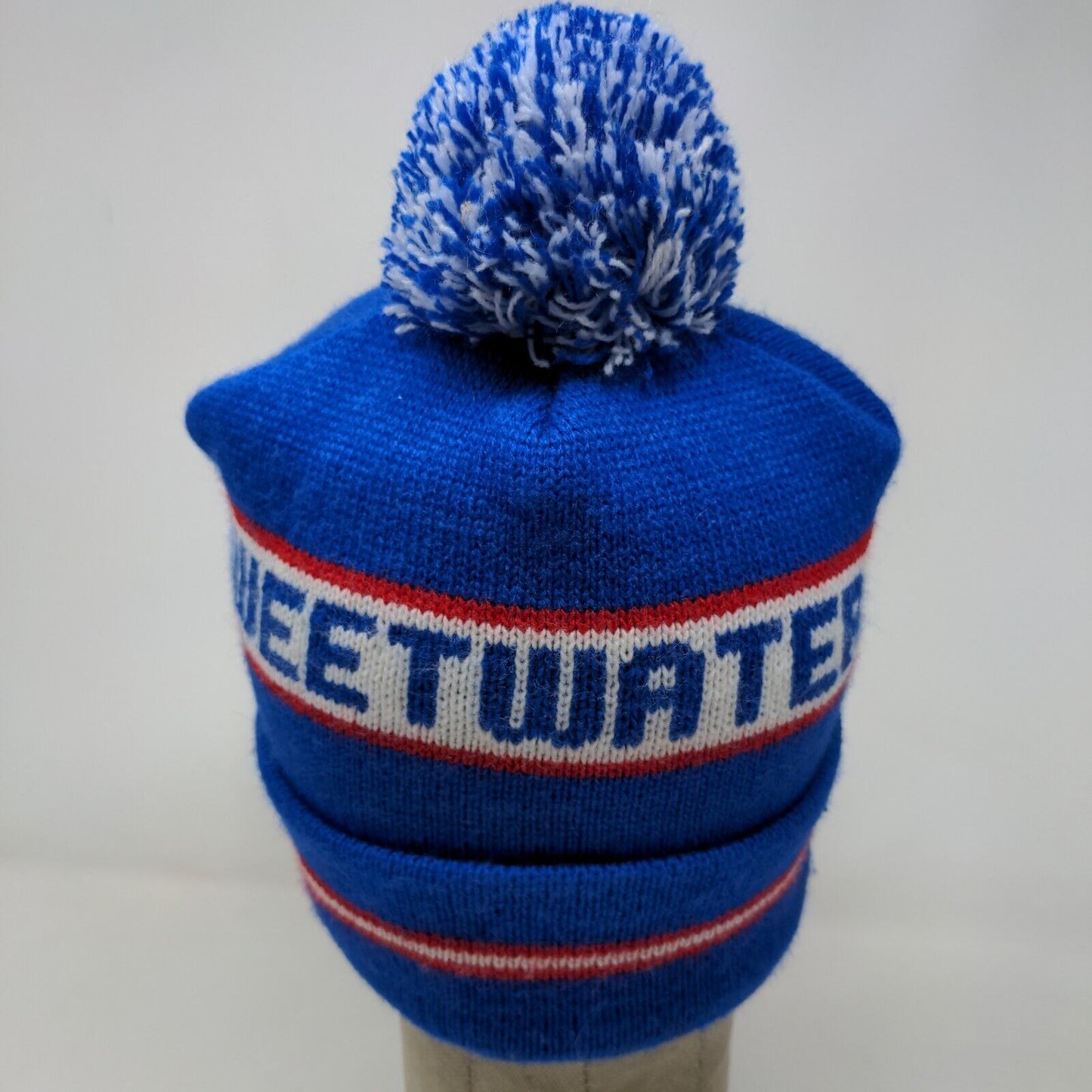 Cap America Men's Knit Beanie Hat Cap Blue Sweetwater Made in USA Pom Pom