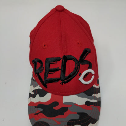 New Era Boys Cincinnati Reds Camo Red Snapback Hat Size Child Embroidered Logo