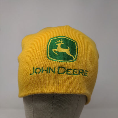 John Deere Boy's Knit Beanie Hat Yellow O/S 4-18 Embroidered Logo