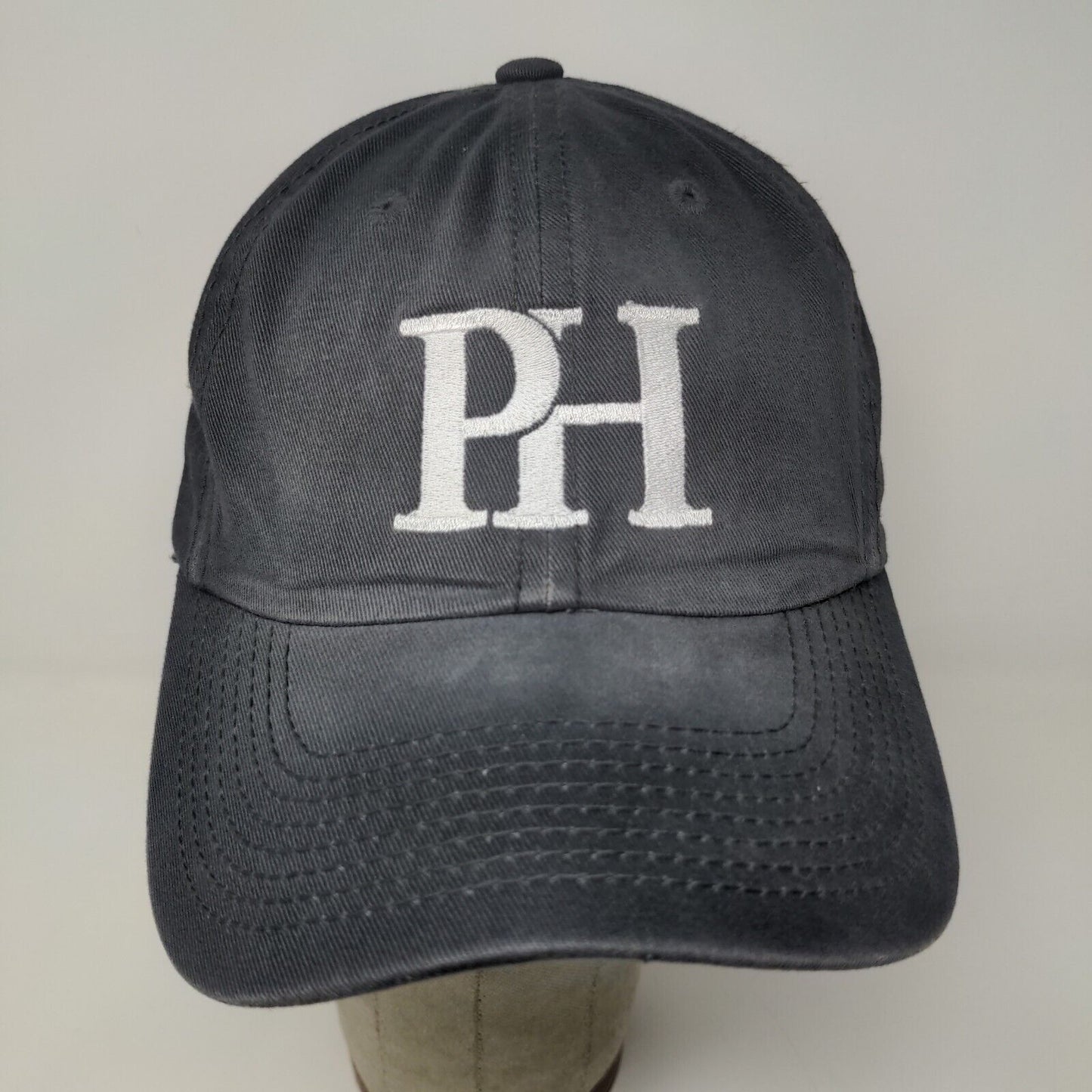 Port Authority Mens Strapback Hat Gray Adjustable Embroidered PH Logo