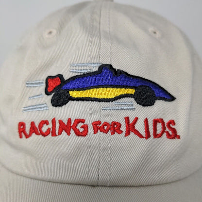 Racing for Kids Mens Strapback Hat Beige Adjustable Embroidered Car Logo