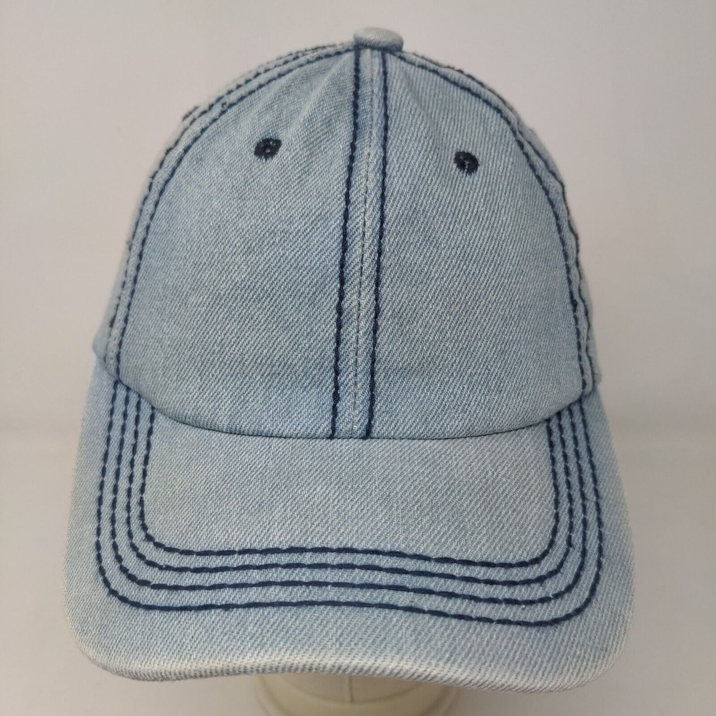 Unbranded Men's Slideback Hat Blue Adjustable Blank Denim Cotton Poly Blend