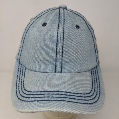 Unbranded Men's Slideback Hat Blue Adjustable Blank Denim Cotton Poly Blend