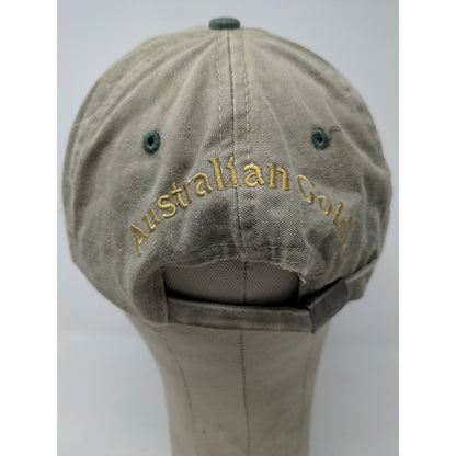 Australian Golf Strapback Hat Brown & Green Embroidered Koala Logo Spell Out