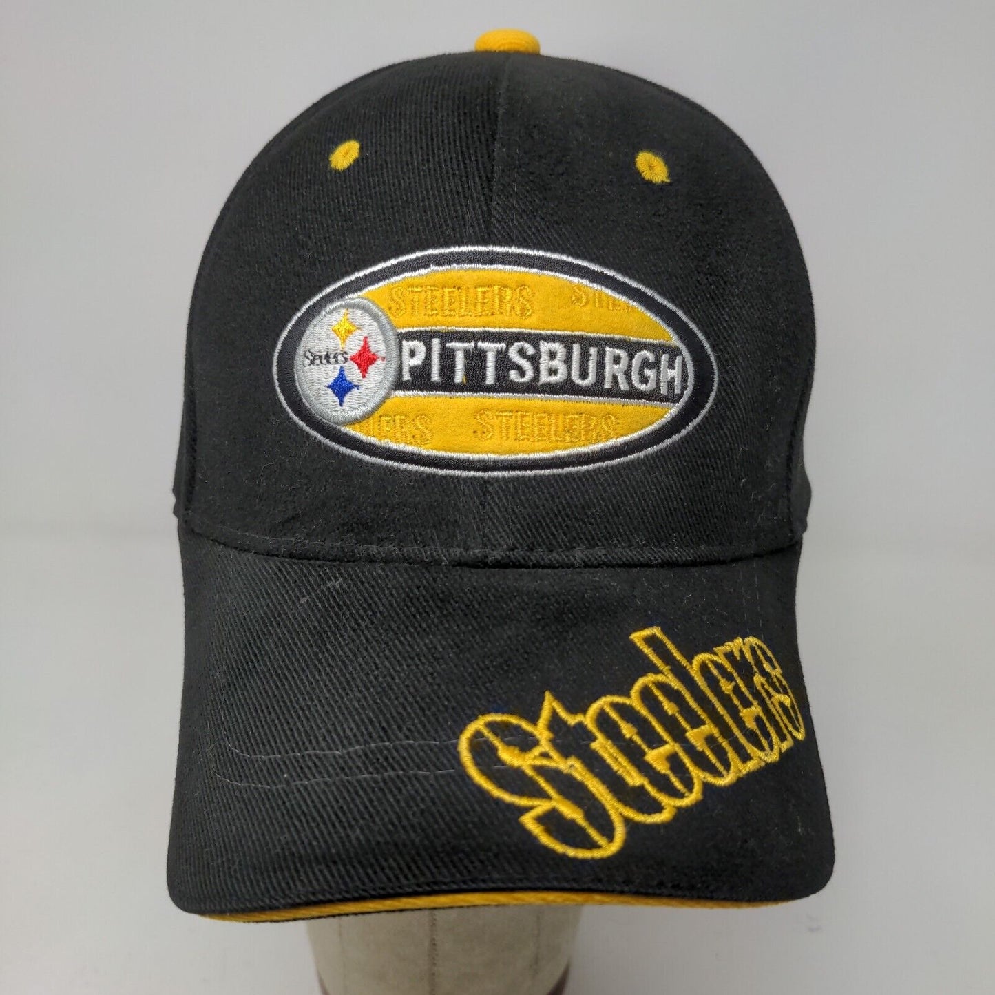 NFL Men's Strapback Pittsburgh Steelers Hat Embroidered Logo Black OSFA