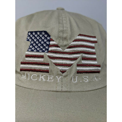 Walt Disney World Mickey USA Hat Patriotic Dad Cap Slideback Adjustable Beige