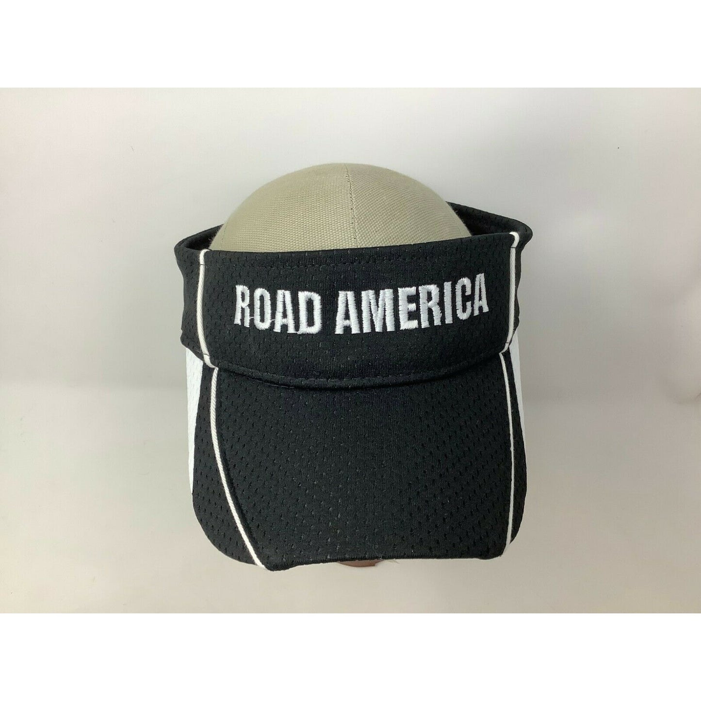 Road America Augusta Sportswear Visor Black & White Size Adult Hook & Loop