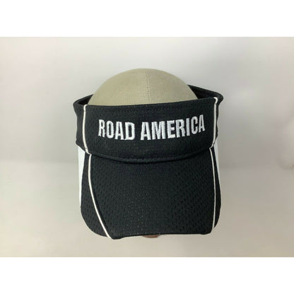 Road America Augusta Sportswear Visor Black & White Size Adult Hook & Loop