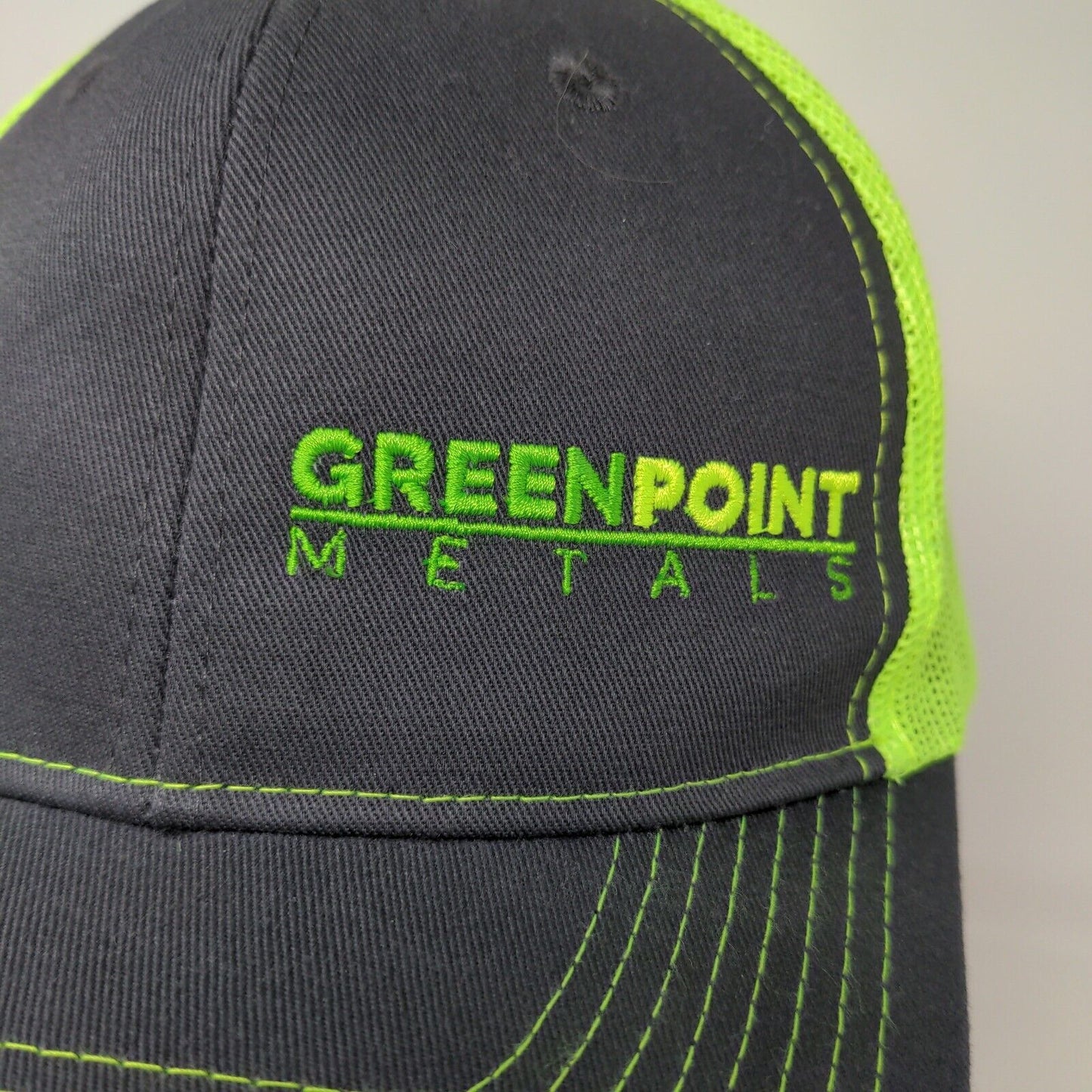 Greenpoint Metals Port Authority Green Gray Snapback Meshback Hat Cap Adjustable