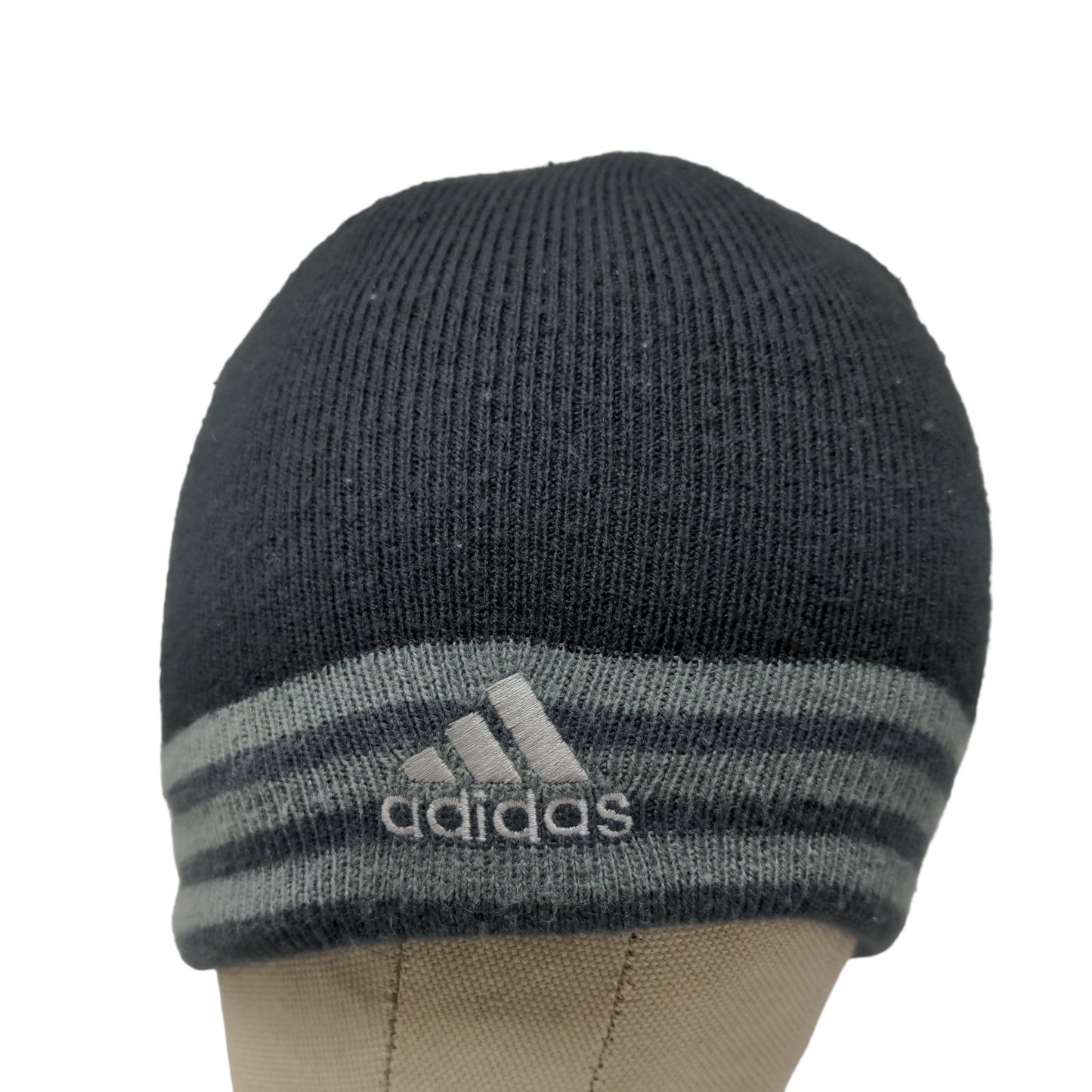 Adidas Climawarm Men's Beanie Hat Cap Black Gray Striped Knit