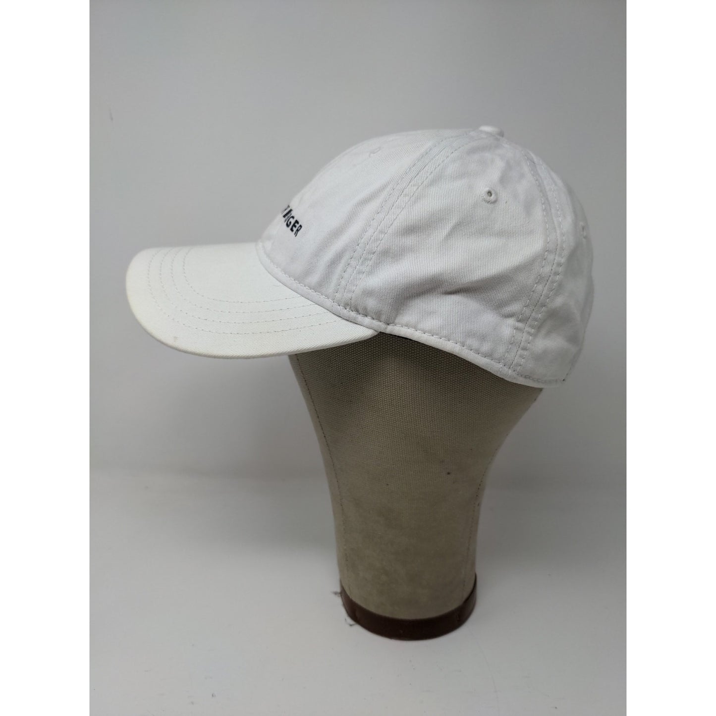 Tommy Hilfiger Slideback Hat White & Blue Embroidered Spell Out Logo One Size