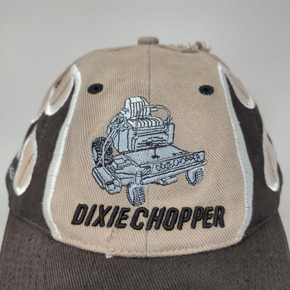 Dixie Chopper Men's Strapback Hat Tan Black OSFM Embroidered Flames Logo