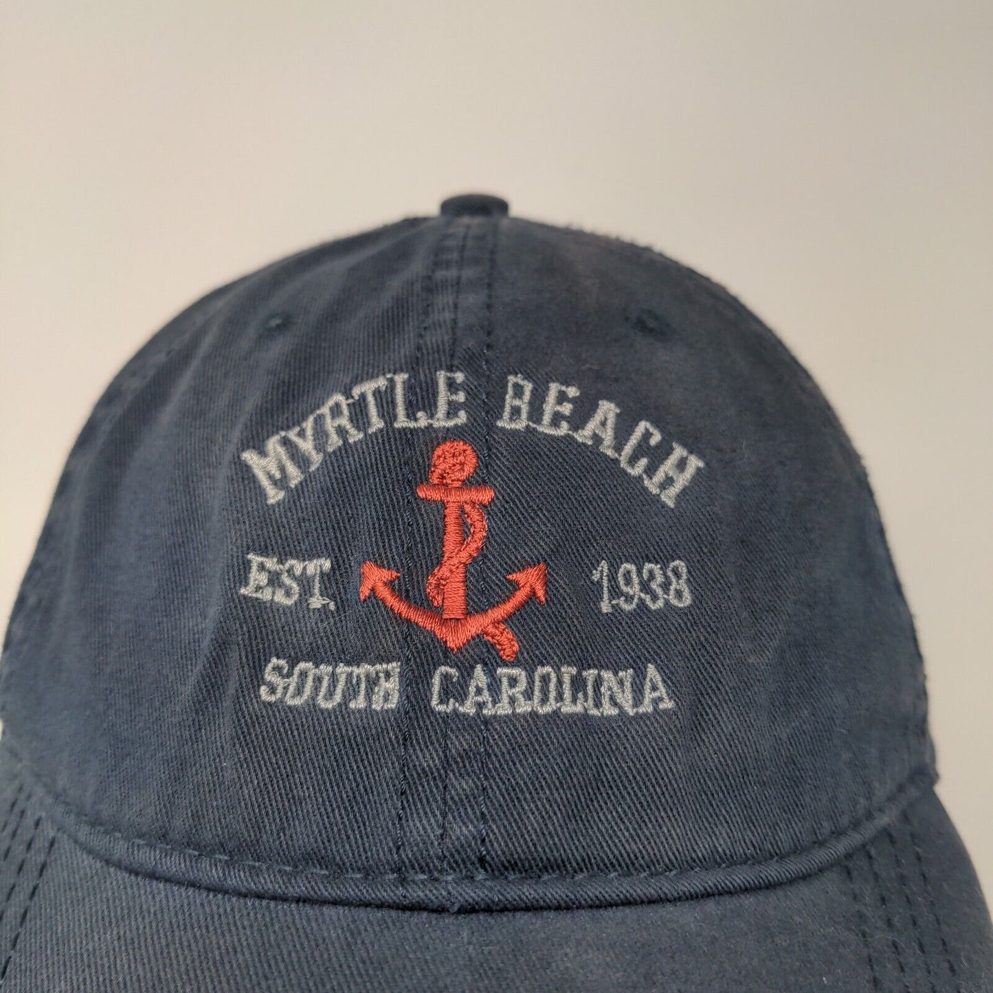 Prairie Mountain Men's Slideback Hat Blue Myrtle Beach South Carolina Logo