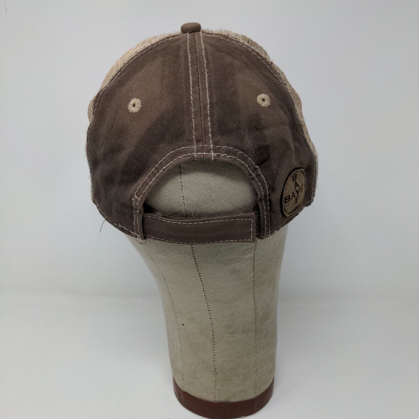 Corvus Bayer Strapback Hat Brown OSFA Farmer Embroidered Logo Distressed