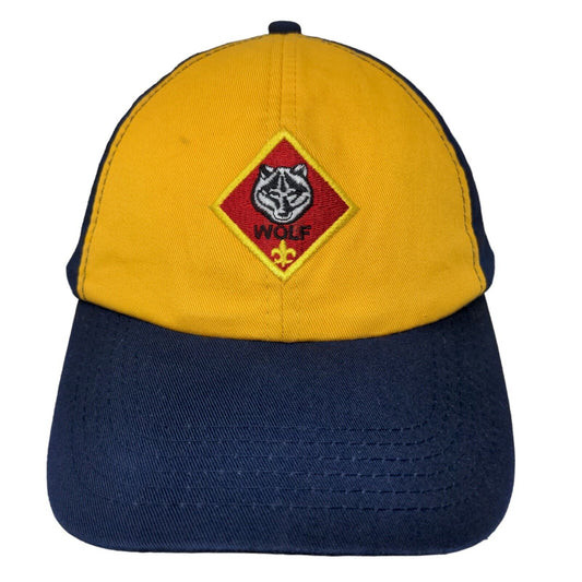 Boy Scouts Boy's Strapback Hat Blue Yellow Wolf Cub Embroidered Logo Adjustable