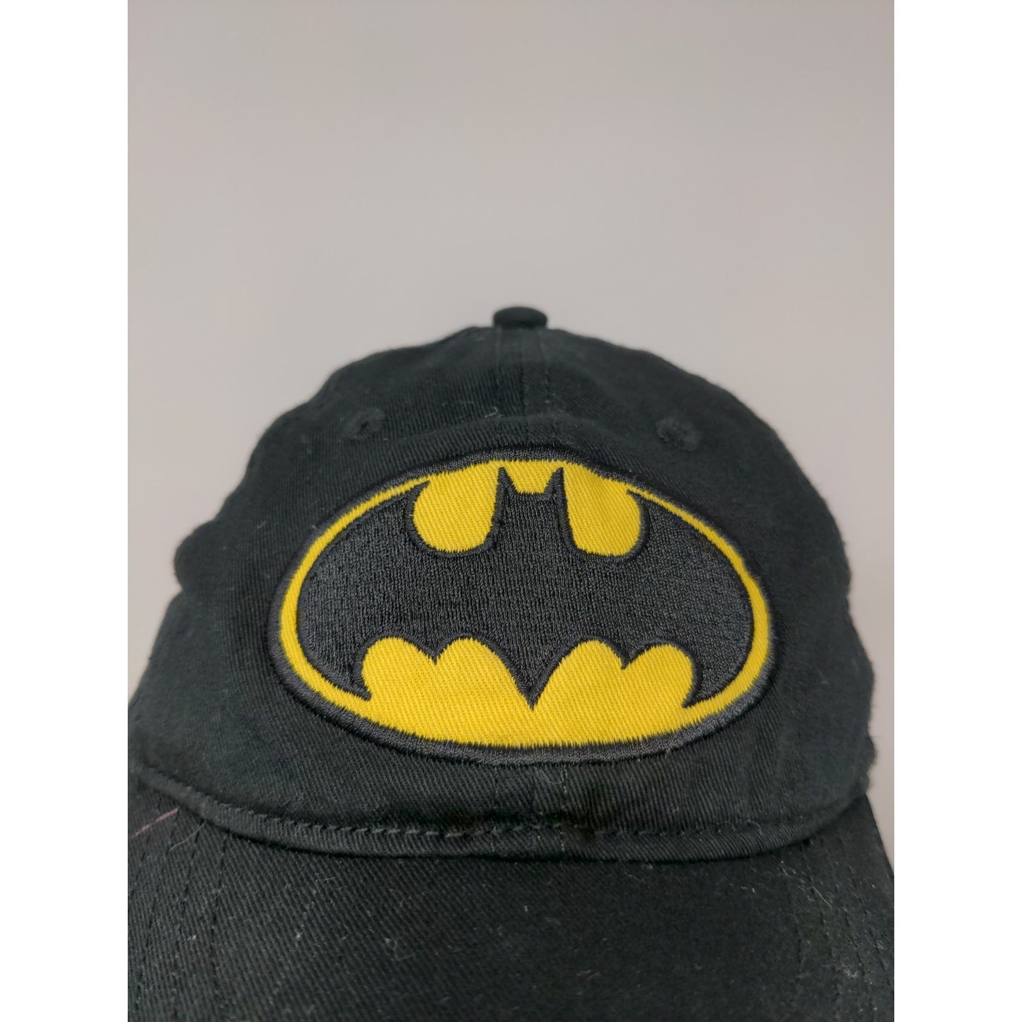 Batman Hat Size L Black Embroidered Logo Elastic 100% Cotton Stretchy