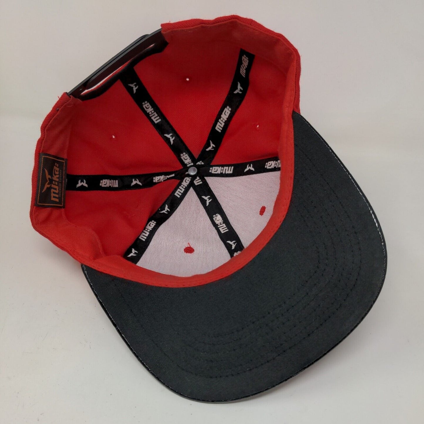 Muka Men's Snapback Flat Bill Hat Red Size OSFA Blank 100% Acrylic W/Sticker