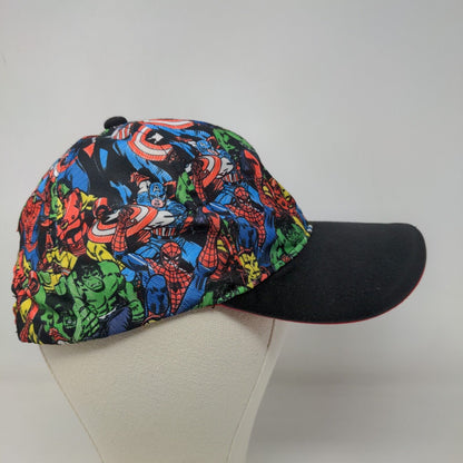 Marvel Boy's Snapback Hat Black Multicolor Adjustable Retro All Over Print