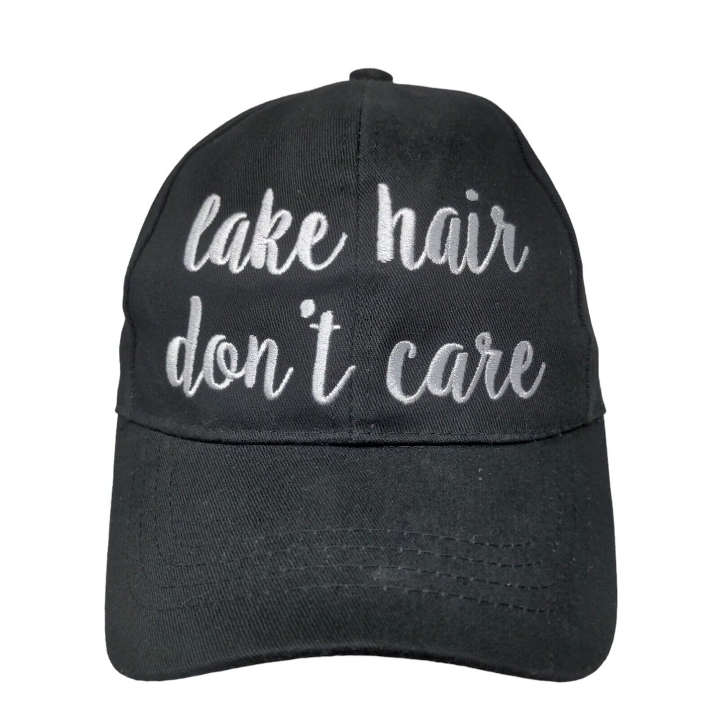 C.C. Exclusives Women's Strapback Hat Black Lake Hair Don't Care Embroidered