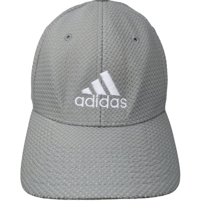 Adidas Men's Fitted Hat Gray Size L/XL Embroidered Logo 100% Polyester