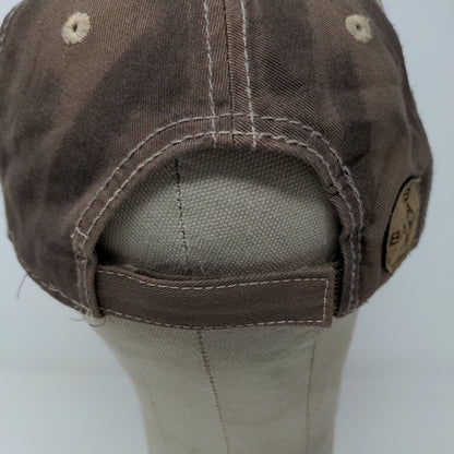 Corvus Bayer Strapback Hat Brown OSFA Farmer Embroidered Logo Distressed