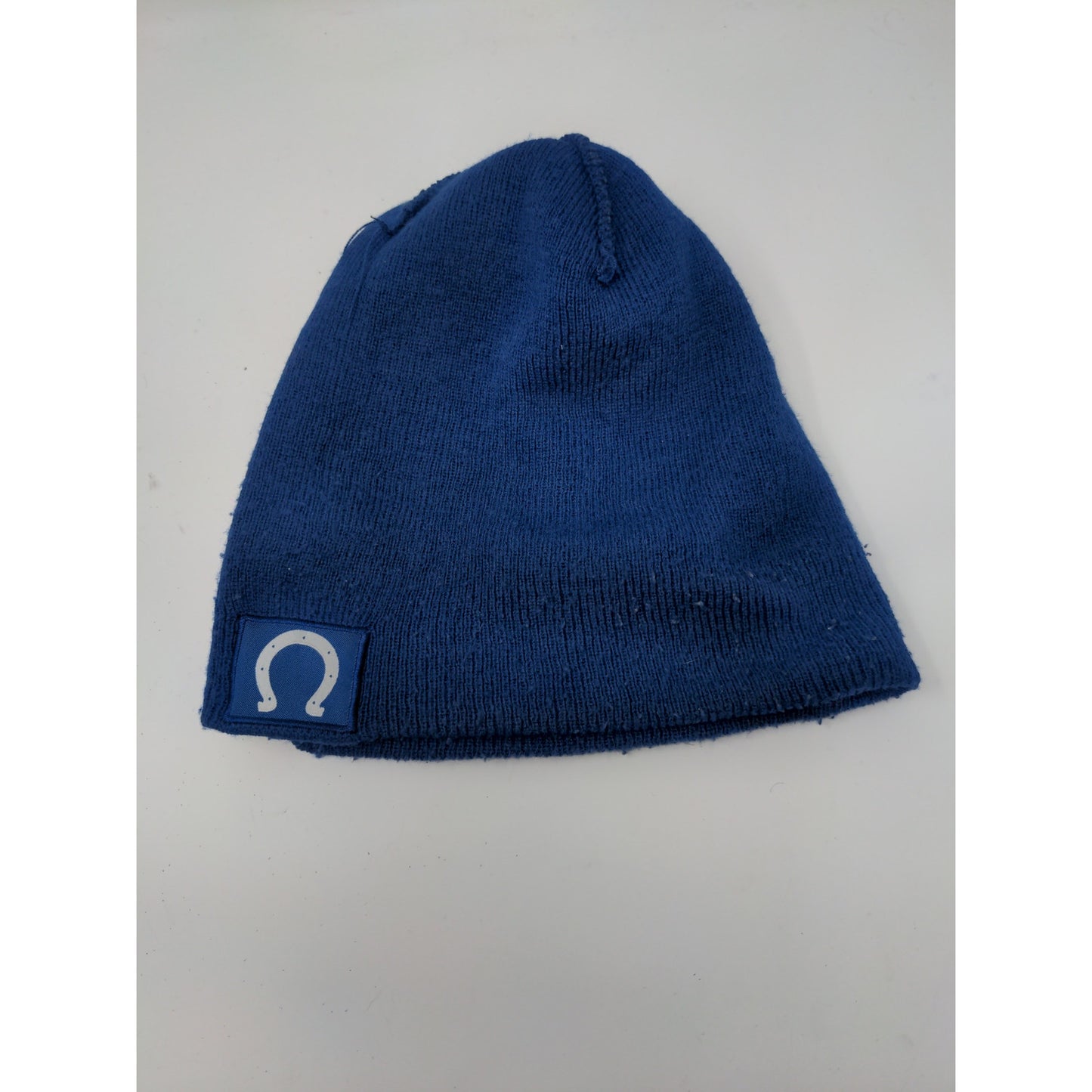 NFL Football Indianapolis Colts Beanie Hat Blue White Striped Pom Pom Patch Logo