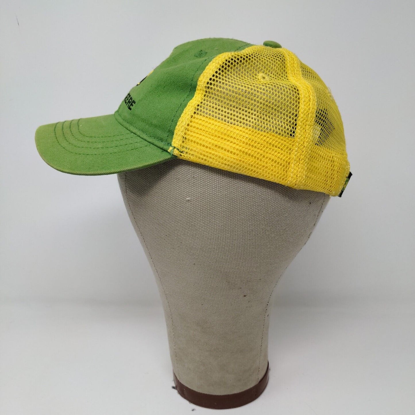 John Deere Toddler Snapback Mesh Back Hat One Size Green Yellow Embroidered Logo