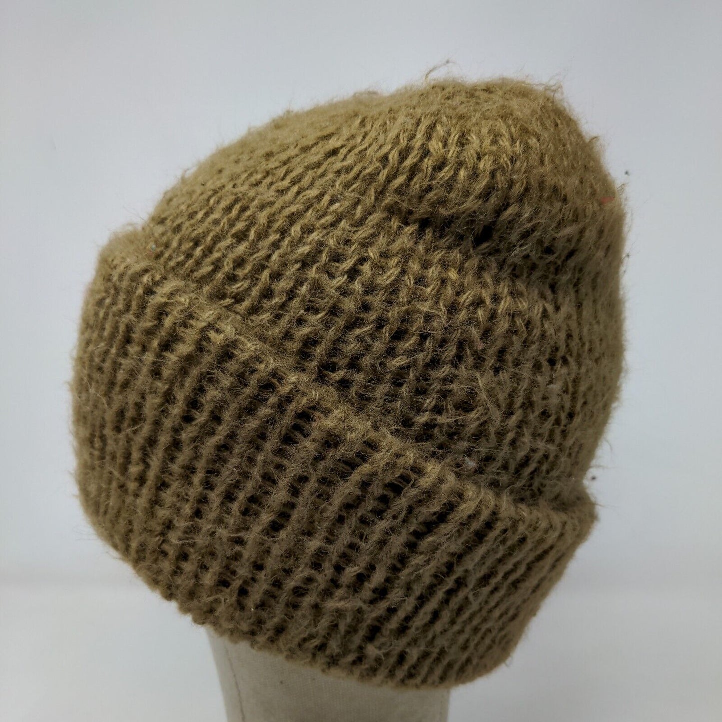 Hansen Womens Knit Beanie Hat Tan Size OSFA Vintage Made in USA