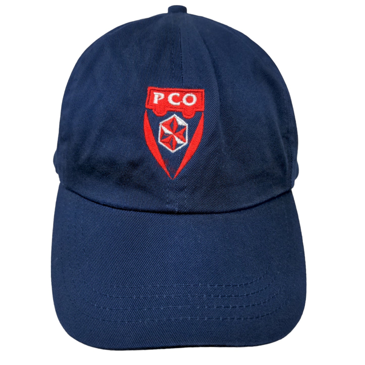 Cotton Deluxe Men's Slideback Hat Blue Adjustable PCO Embroidered Logo