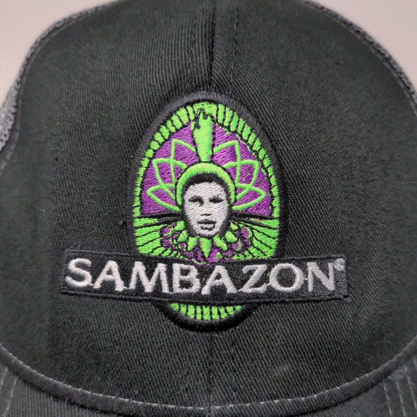 Sambazon Men's Snapback Mesh Back Hat Black OSFM Embroidered Logo