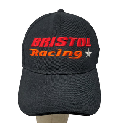 Bristol Racing Men's Strapback Hat Black Embroidered Logo Wool Acrylic Blend