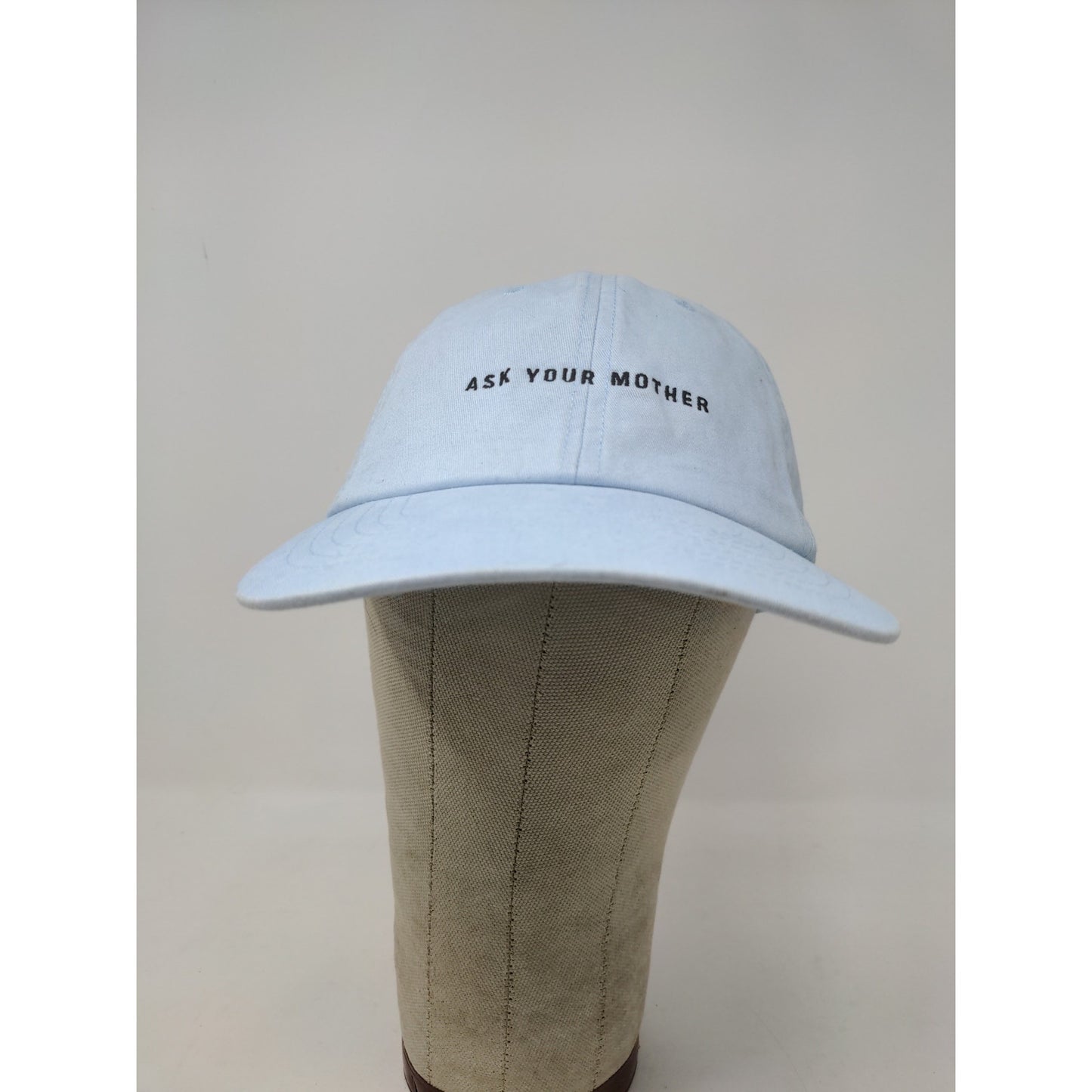Wembley Ask Your Mother Slideback Hat Size OS Blue Embroidered Spell Out