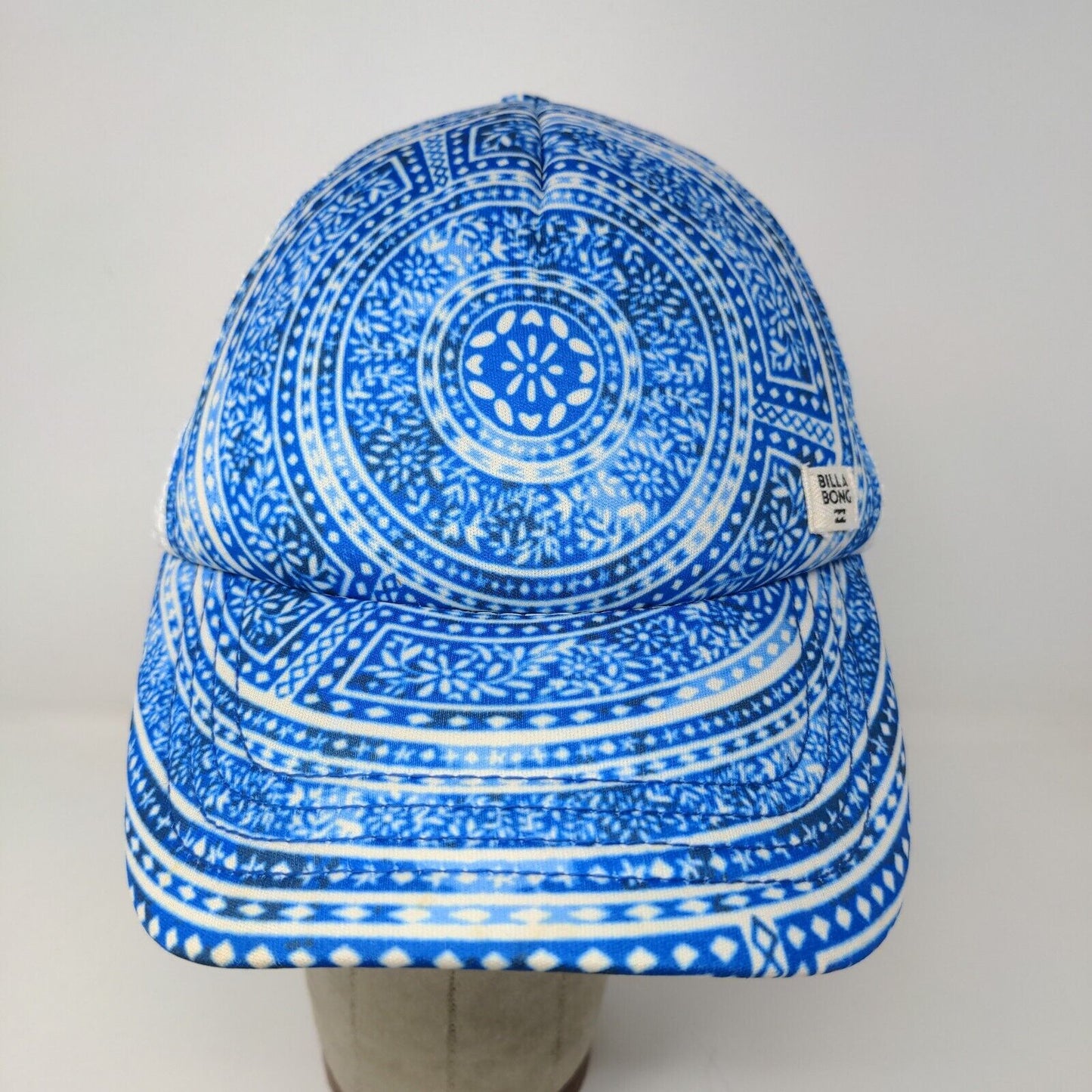 Billabong Men's Snapback Mesh Back Hat Blue White One Size Geometric Pattern