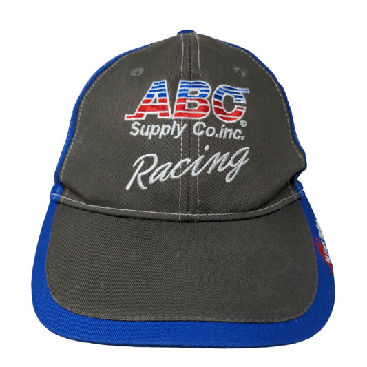 ABC Supply Co Racing Men's Strapback Hat Gray Blue Embroidered Logo