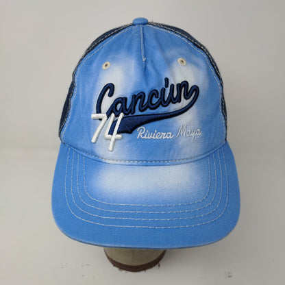 Cancun 74 Riviera Maya Slideback Hat Blue Embroidered Logo One Size Blue