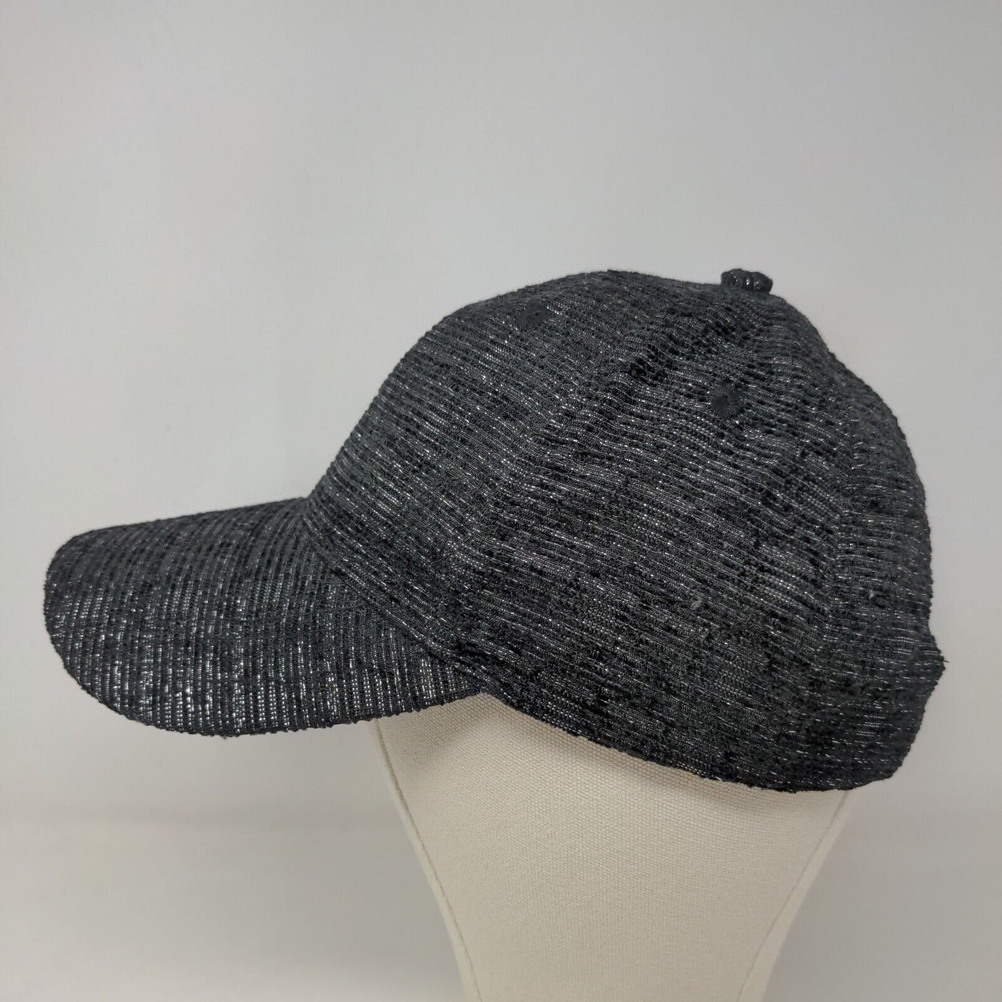 Unbranded Women's Slideback Hat Black Silver Size OS Poly Blend Blank Shiny