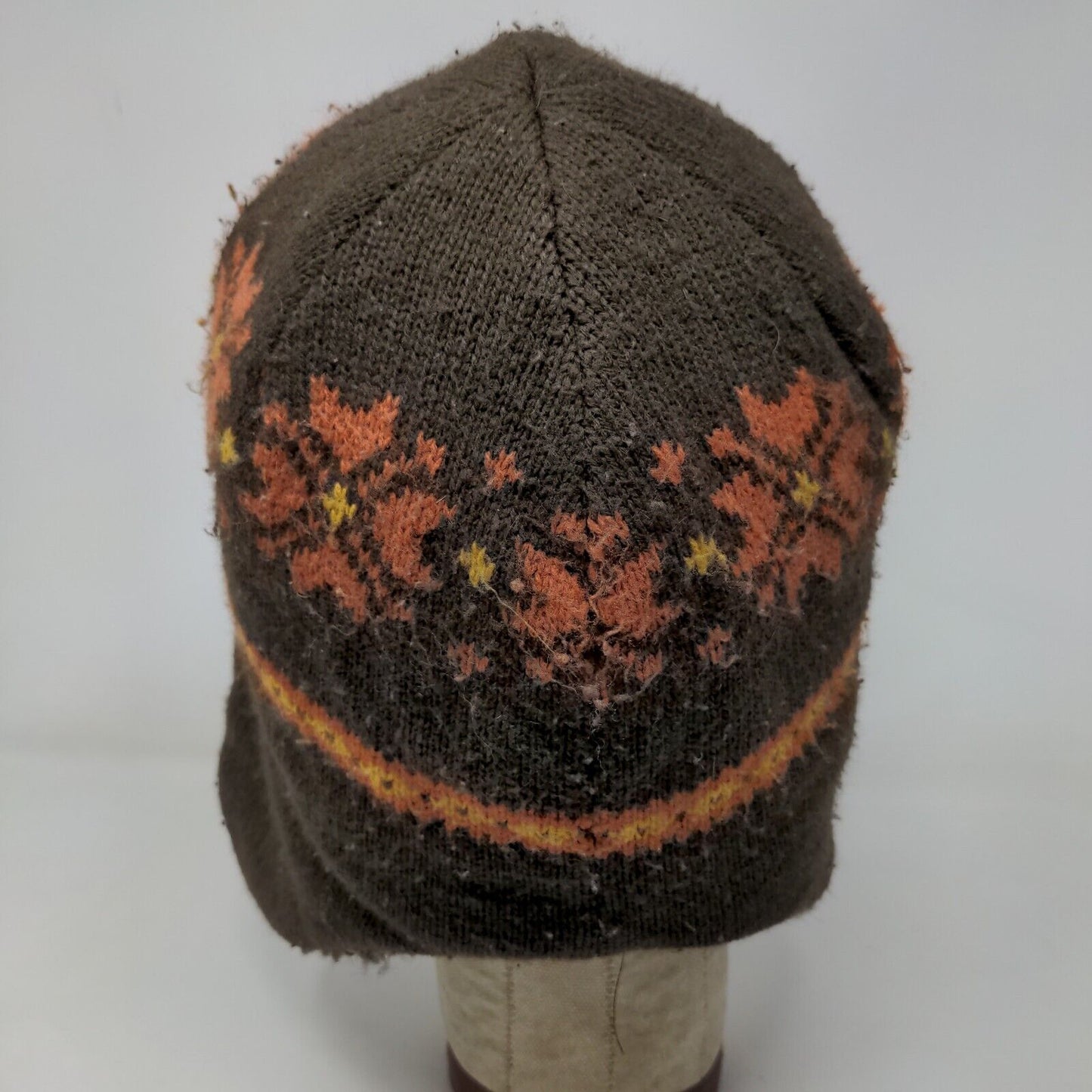 Unbranded Men's Knit Trapper Hat Fair Isle Brown One Size Ear Flaps Vegan Fur