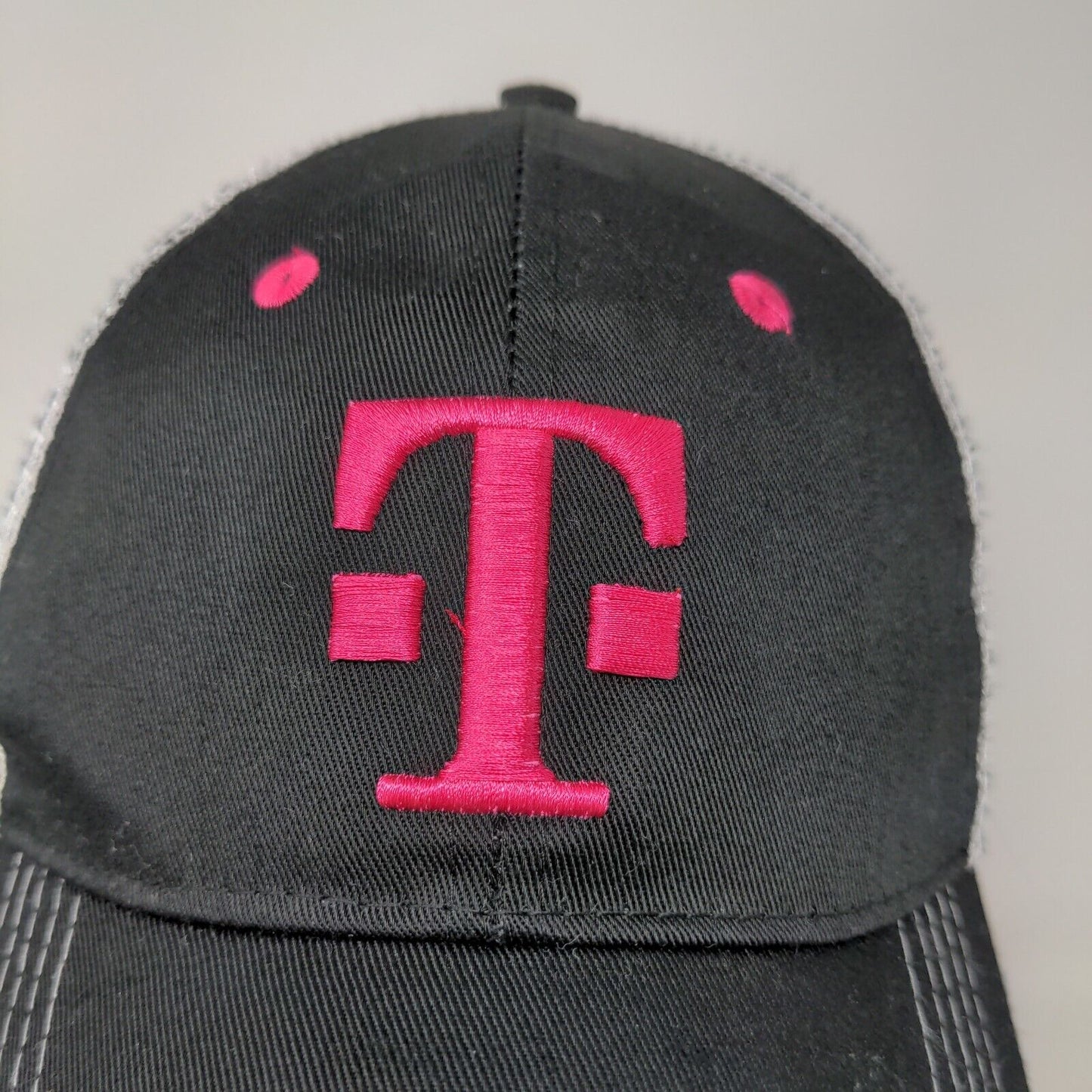 T Mobile Mens Snapback Hat Black Gray Adjustable Mesh Back Embroidered Logo
