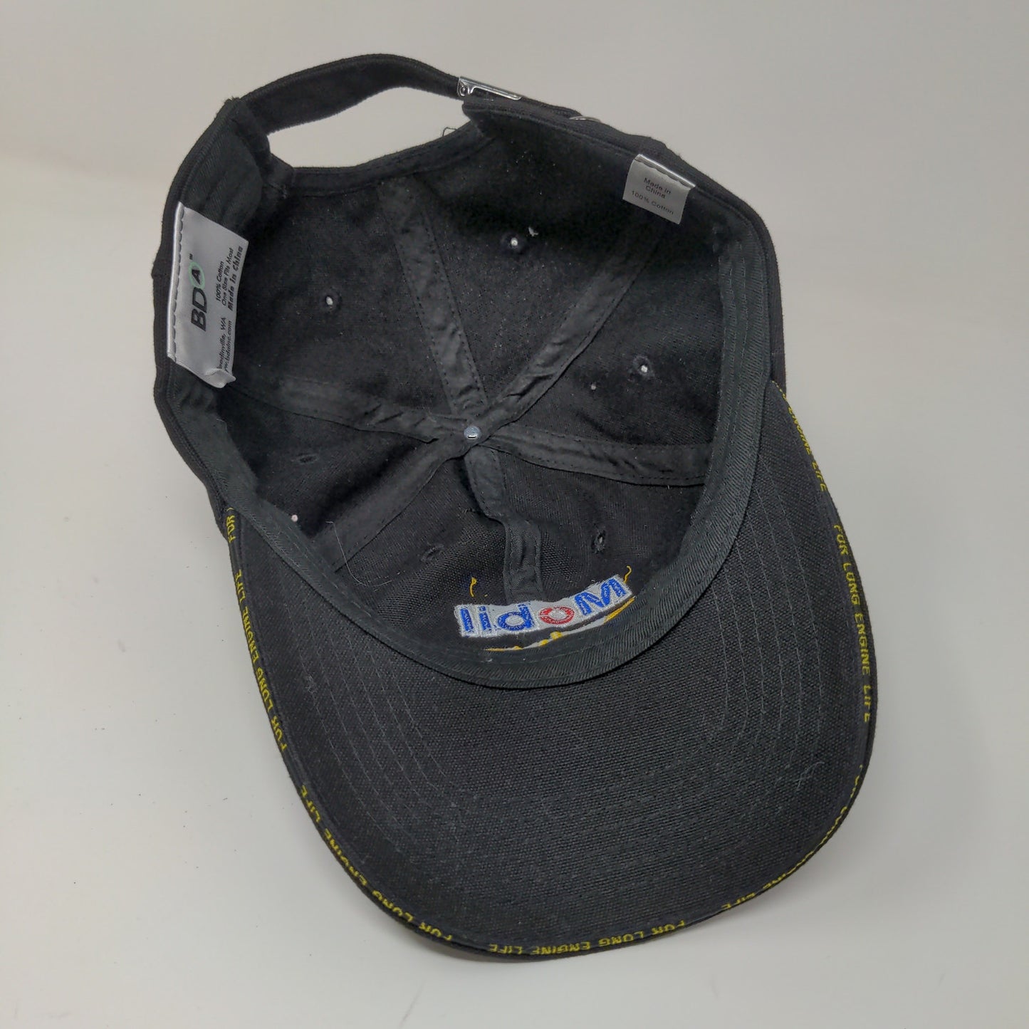 Mobil Delvac Slideback Hat OSFM Black Embroidered Spell Out Logo