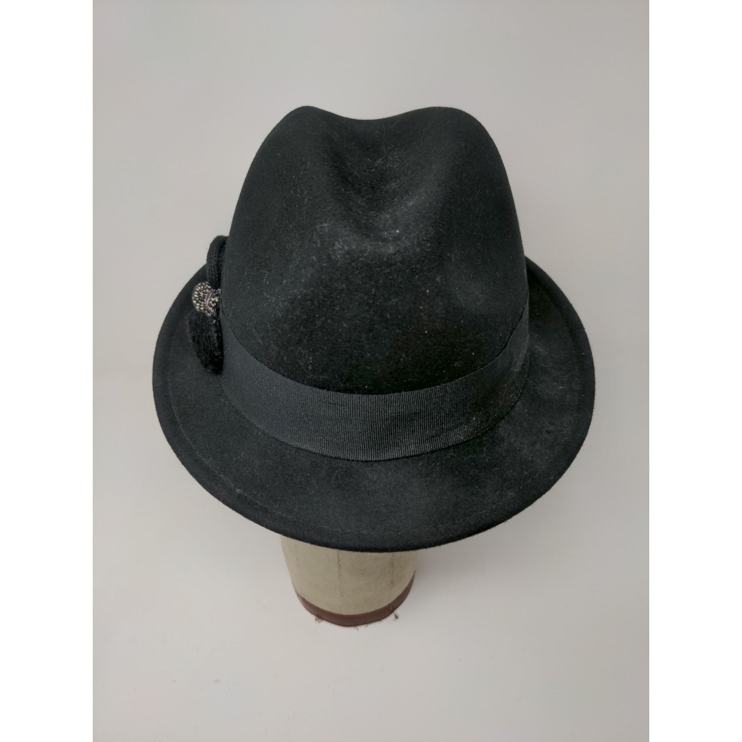 Scala Collezione 100% Wool Fedora Hat OS Black Gem Fabric Flower Accent