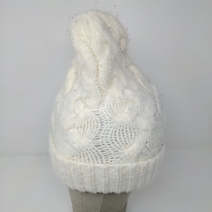 Old Navy Cable Knit Beanie Toboggan Hat Acrylic/Nylon Blend One Size Cream