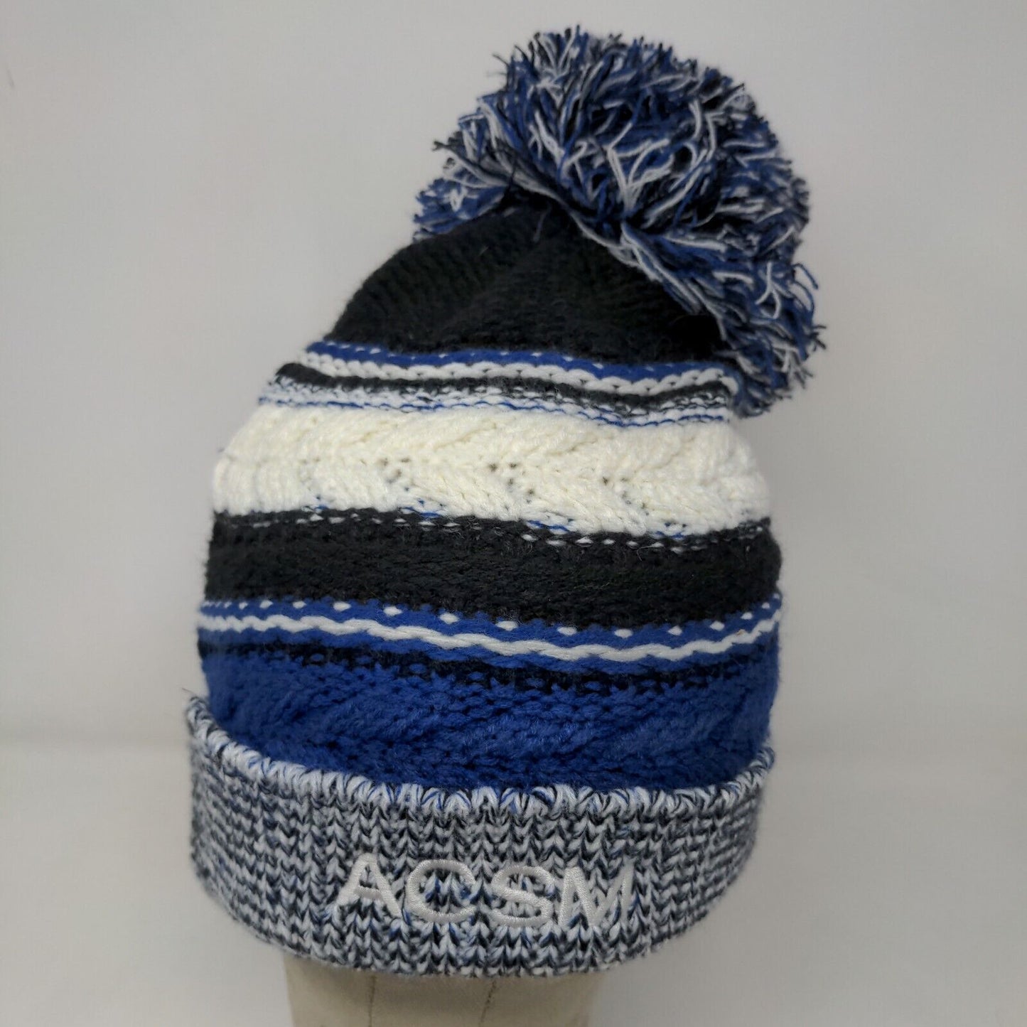Sport-Tek Men's ACSM Knit Beanie Hat Multicolor Striped Acrylic Embroidered Logo