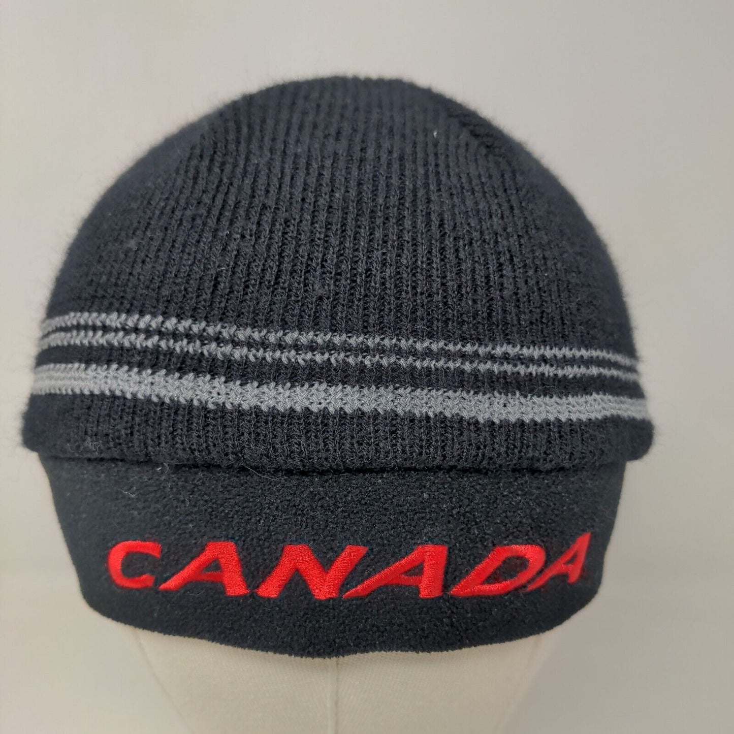 Running Room Men's Knit Beanie Hat Black Size OS 100% Acrylic Embroidered Canada